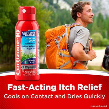 Cortizone 10 Maximum Strength Soothing Aloe Itch Relief Cooling Spray, 1% Hydrocortisone, Fast-Acting, Anti-Itch Spray for Bug Bites, Rash, Eczema, Psoriasis, Poison Ivy, Oak, Sumac, 2.7 oz Cortizone 10Buy Supplements Australia