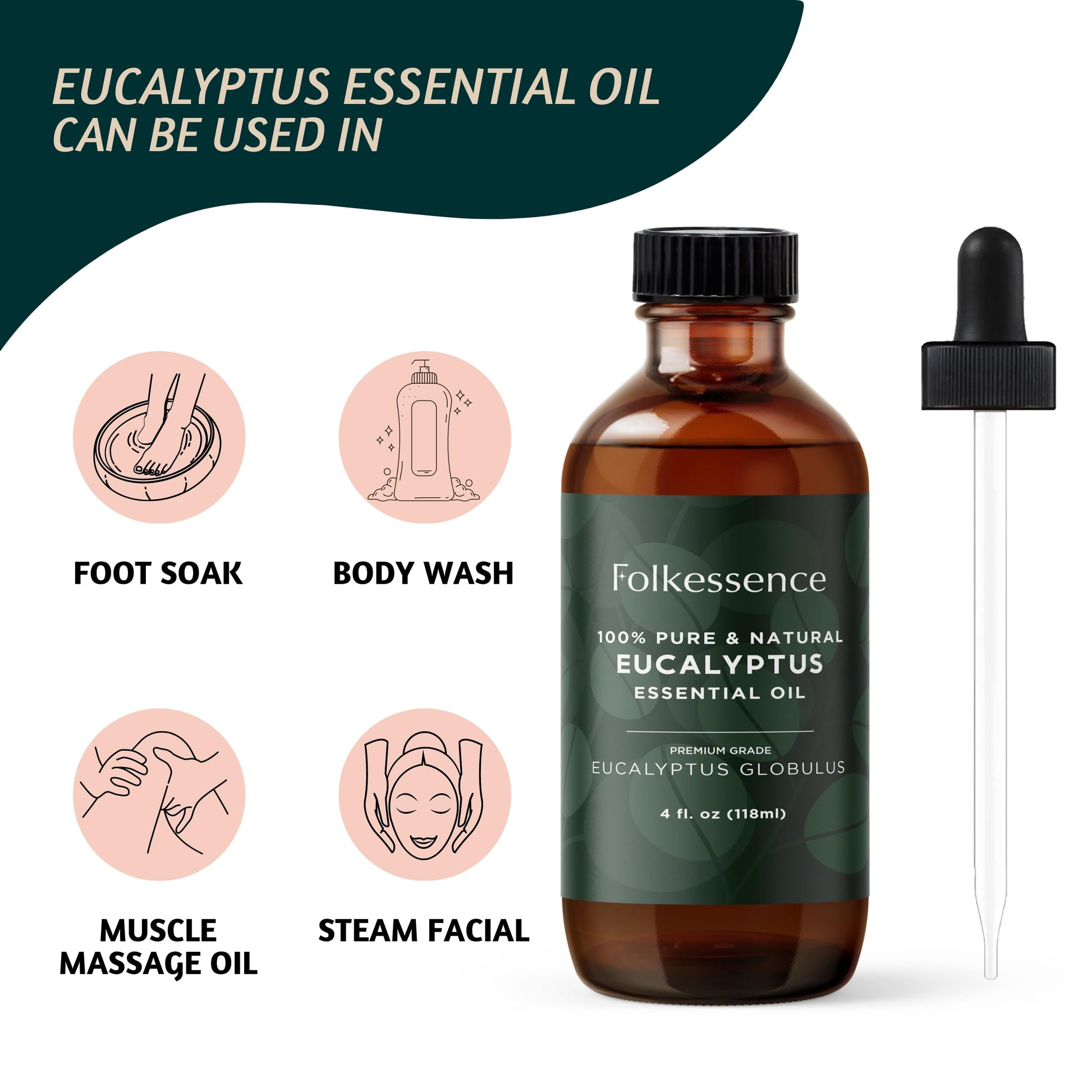 Folkulture Eucalyptus Essential Oil for Diffuser - 4 Fl Oz - 100% Pure, Natural and Undilluted Essential Oil FolkultureBuy Supplements Australia