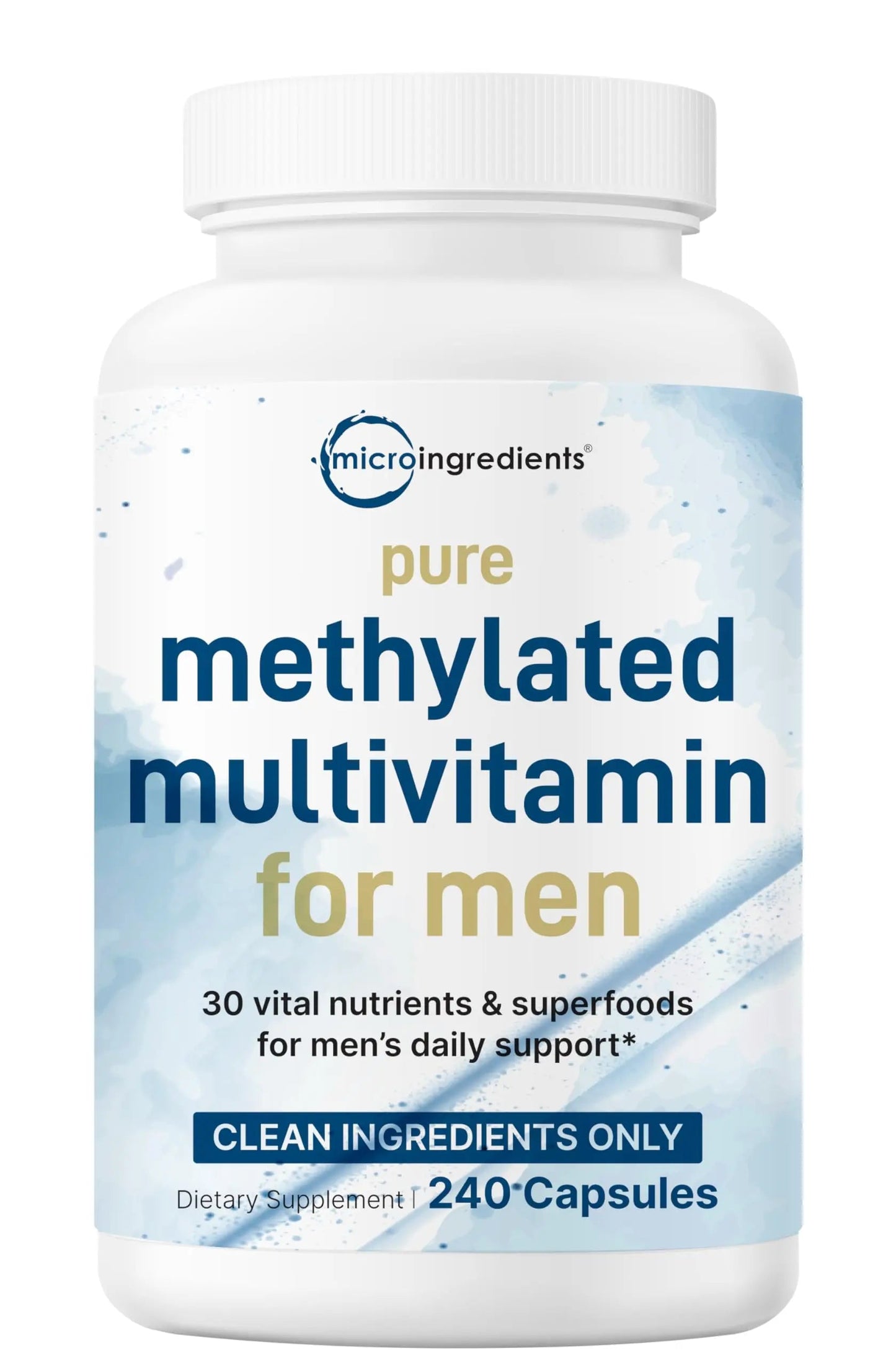 Pure Methylated Multivitamin for Men, 240 Capsules | 30 Key Nutrients with Vitamin C, D, E, B Complex + Methylfolate Micro IngredientsBuy Supplements Australia