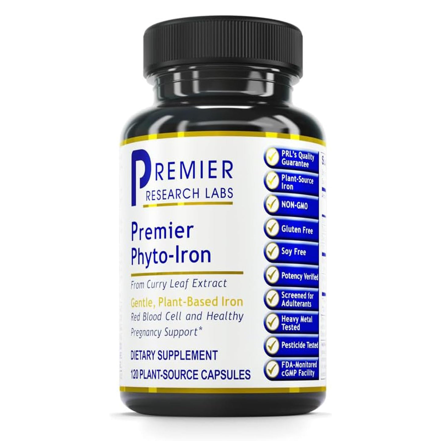 Premier Research Labs Phyto-Iron - Plant Based Iron for Men & Women for Blood Support, Curry Leaves Supplement, Iron Supplements, Non-Heme Iron, 18mg Iron Per Serving - 120 Vegetarian Capsules Premier Research LabsBuy Supplements Australia