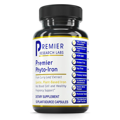 Premier Research Labs Phyto-Iron - Plant Based Iron for Men & Women for Blood Support, Curry Leaves Supplement, Iron Supplements, Non-Heme Iron, 18mg Iron Per Serving - 120 Vegetarian Capsules Premier Research LabsBuy Supplements Australia