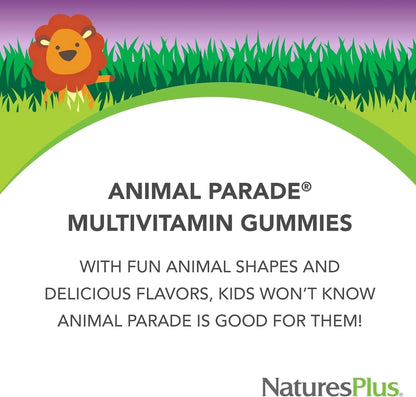 NaturesPlus Animal Parade Multivitamin Children's Gummies - 90 Count - Assorted Cherry, Grape & Orange Flavors NaturesPlus