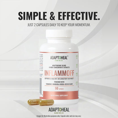 ADAPTOHEAL Inflammoff - Adaptogenic Supplement Designed to Support Joint, Muscle and Tissue Inflammation Naturally, 8 Highly Concentrated extracts with Turmeric and Rhodiola rosea (90 Capsules) ADAPTOHEALBuy Supplements Australia