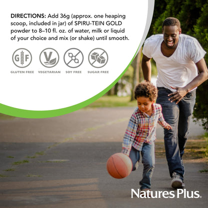 NaturesPlus SPIRU-TEIN GOLD, Vanilla - 1.03 lb - Plant-Based Protein Powder - Vitamins & Minerals for Energy - Vegetarian, Gluten Free - 13 Servings NaturesPlusBuy Supplements Australia