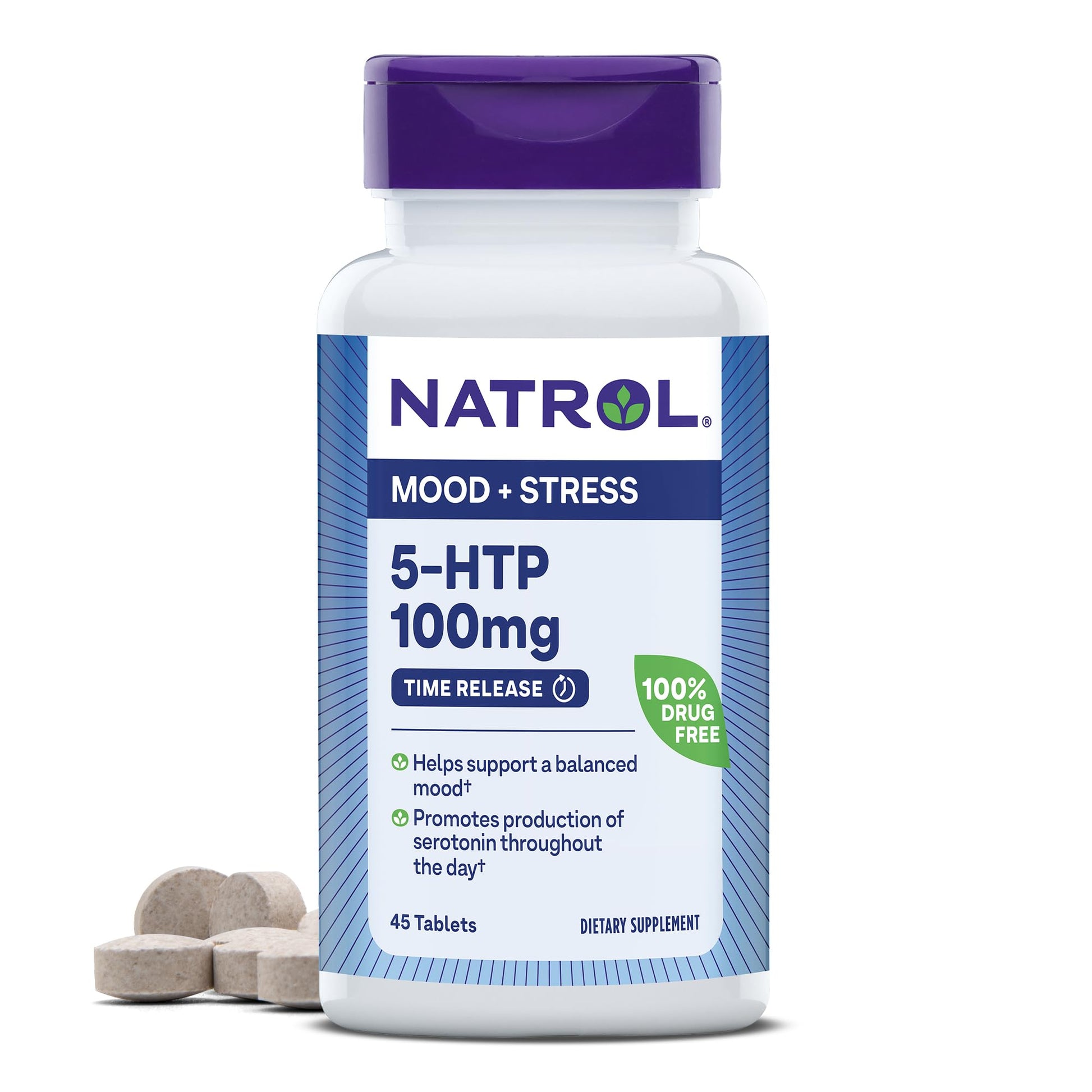 Natrol 5-HTP 100mg, Dietary Supplement Helps Support a Balanced Mood, 90 Time 