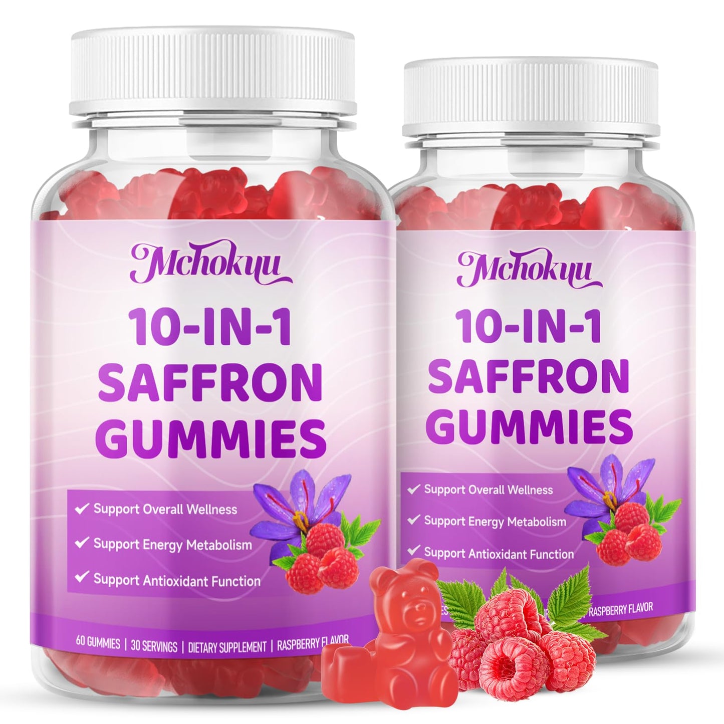 Saffron Supplement Gummies for Kids & Adults Supports Antioxidant Function with Ashwagandha, L-Theanine, Rhodiola Rosea, Lemon Balm, Vitamin D3, B6, Magnesium & Zinc – Raspberry Flavor, 60 Count MchokuuBuy Supplements Australia