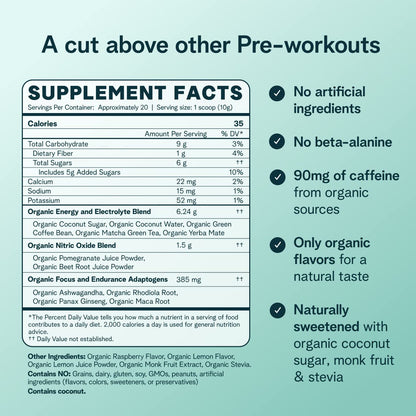 Ora Organic Natural Pre Workout Powder - Raspberry Lemonade Flavor- Provides Jitter Free Ora OrganicBuy Supplements Australia