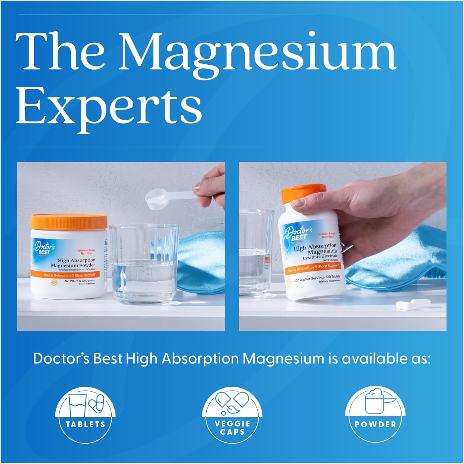 Doctor's Best High Absorption Magnesium Glycinate Lysinate Supplement for Sleep Support - Chelated Magnesium Tablets for Women & Men, 200mg per Serving, Supports Calm & Relaxation, Vegan - 120 Count Doctor's BESTBuy Supplements Australia