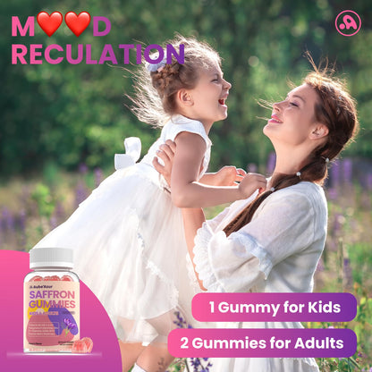 Saffron Gummies for Kids Adults 88.5mg, 15-in-1 Saffron Supplements for Kids, with B6, B12, C, D3, Magnesium Glycinate, Zinc for Nerve, Rest, Focus, Sugar Free, Vegan, Non- GMO, Peach Flavor, 60 Count Aube'AzurBuy Supplements Australia