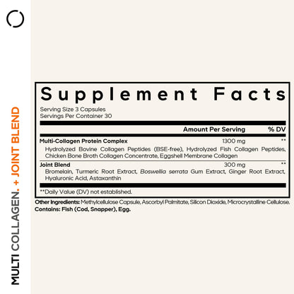Codeage Multi Collagen Protein + Joint Blend Supplement, Hyaluronic Acid, Bromelain, Turmeric, Ginger, Boswellia, Astaxanthin - Hydrolyzed Bovine Collagen