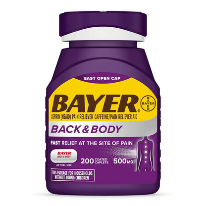 Bayer Extra Strength 500mg Aspirin Plus Caffeine for Powerful Pain Relief, 200 Coated Caplets BayerBuy Supplements Australia