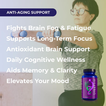 Youngevity Synaptiv™ Brain Support - 12in1 - Ginkgo, Huperzine, Bacopa, Quercetin and More - with Potent Antioxidant Blend + Vitamins - 60 Tablets (Pack of 1) YoungevityBuy Supplements Australia