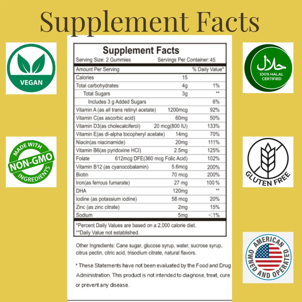 MonesAli Prenatal Gummies for Women Vitamins| & Postnatal | Vegan, Halal, Gelatin Free | with Folate, Iron & Biotin | MonesAli