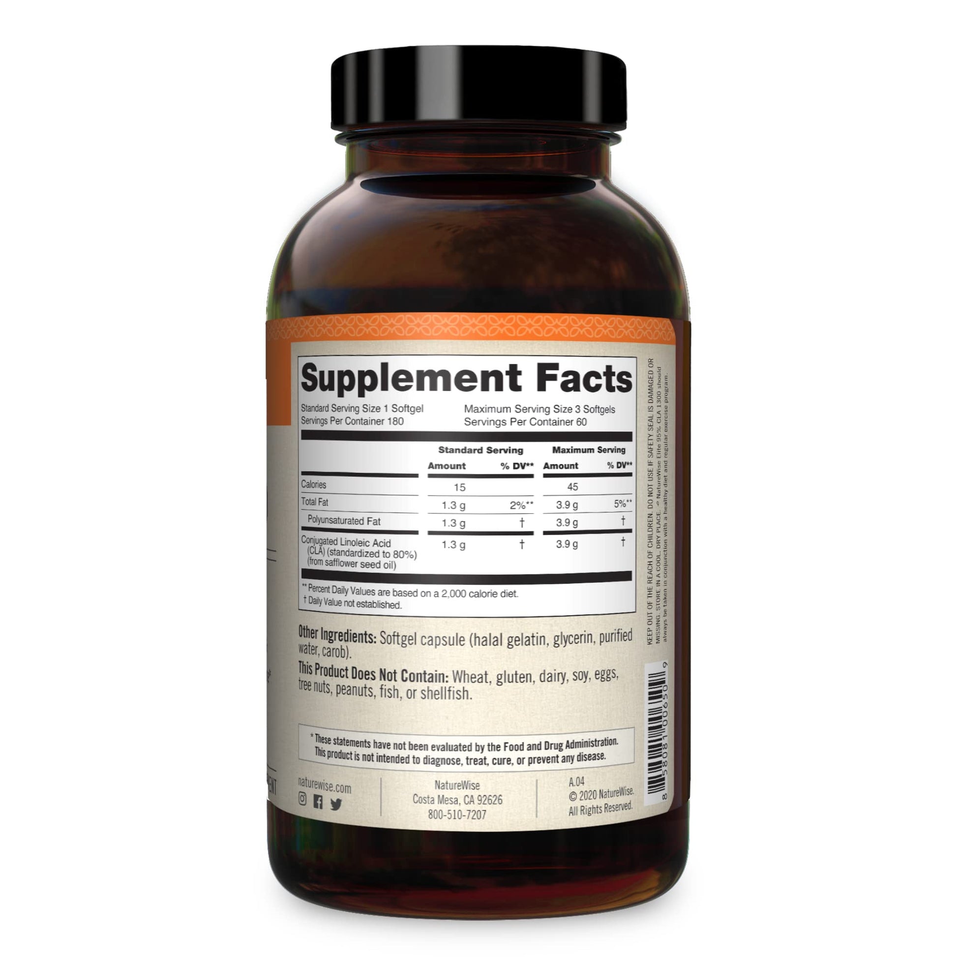 NatureWise Elite CLA 1300 Maximum Potency, 95% CLA Safflower Oil Workout Supplement NatureWiseBuy Supplements Australia