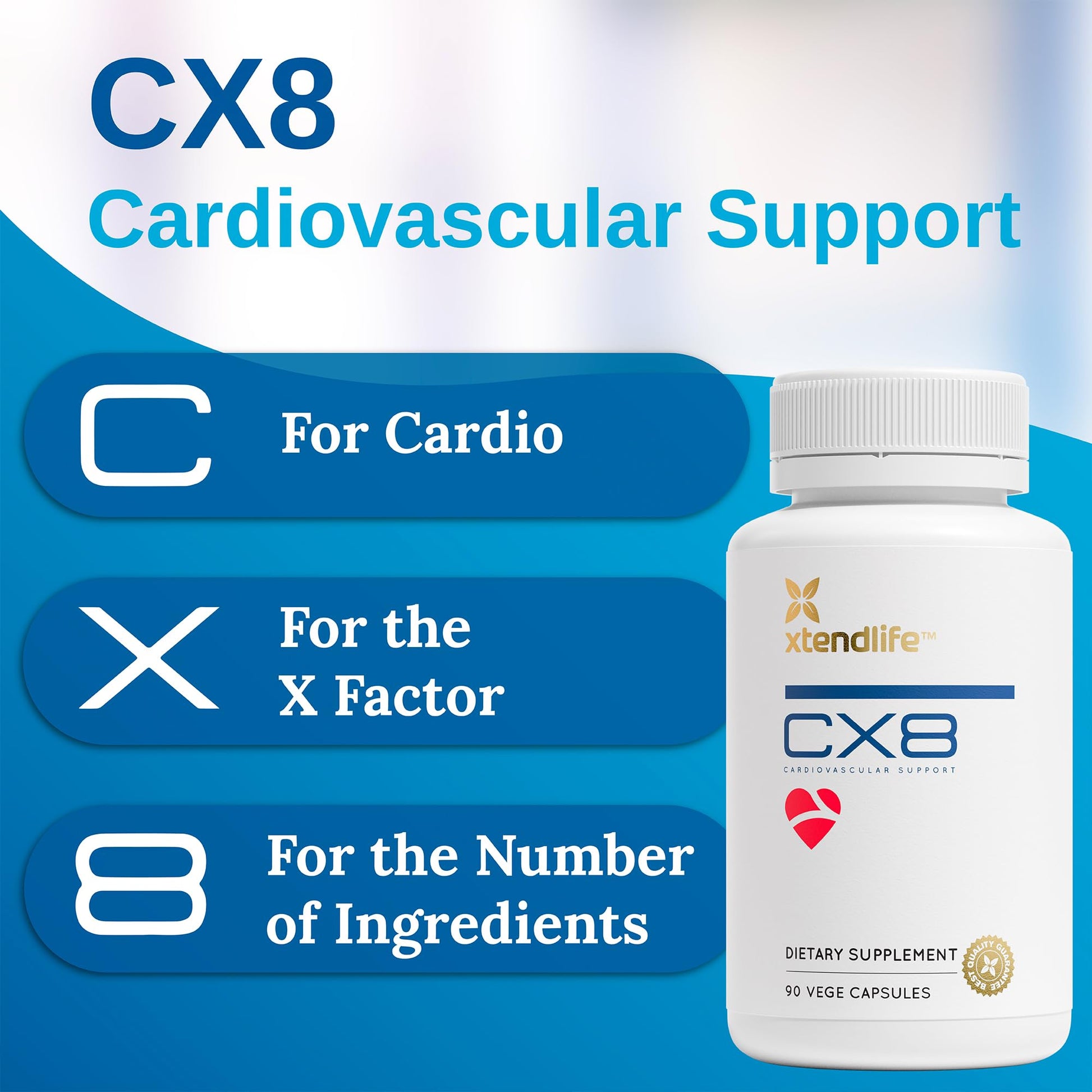 Xtendlife CX8 Heart Health Supplement for Cardiovascular Support, Circulation, and Arterial Health - with Vitamin K2 MK7, D3, Tocotrienols, and Sea Buckthorn-30 Day Supply XtendlifeBuy Supplements Australia
