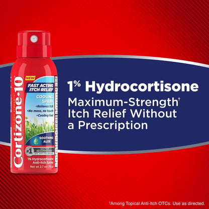 Cortizone-10 Maximum Strength Soothing Aloe Itch Relief Cooling Spray, 1% Hydrocortisone, Fast-Acting, Anti-Itch Spray for Bug Bites, Rash, Eczema, Psoriasis, Poison Ivy, Oak, Sumac, 2.7 oz 3-Pack Cortizone 10Buy Supplements Australia