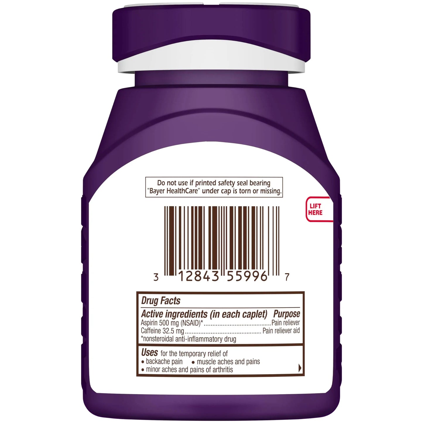 Bayer Extra Strength 500mg Aspirin Plus Caffeine for Powerful Pain Relief, 200 Coated Caplets BayerBuy Supplements Australia