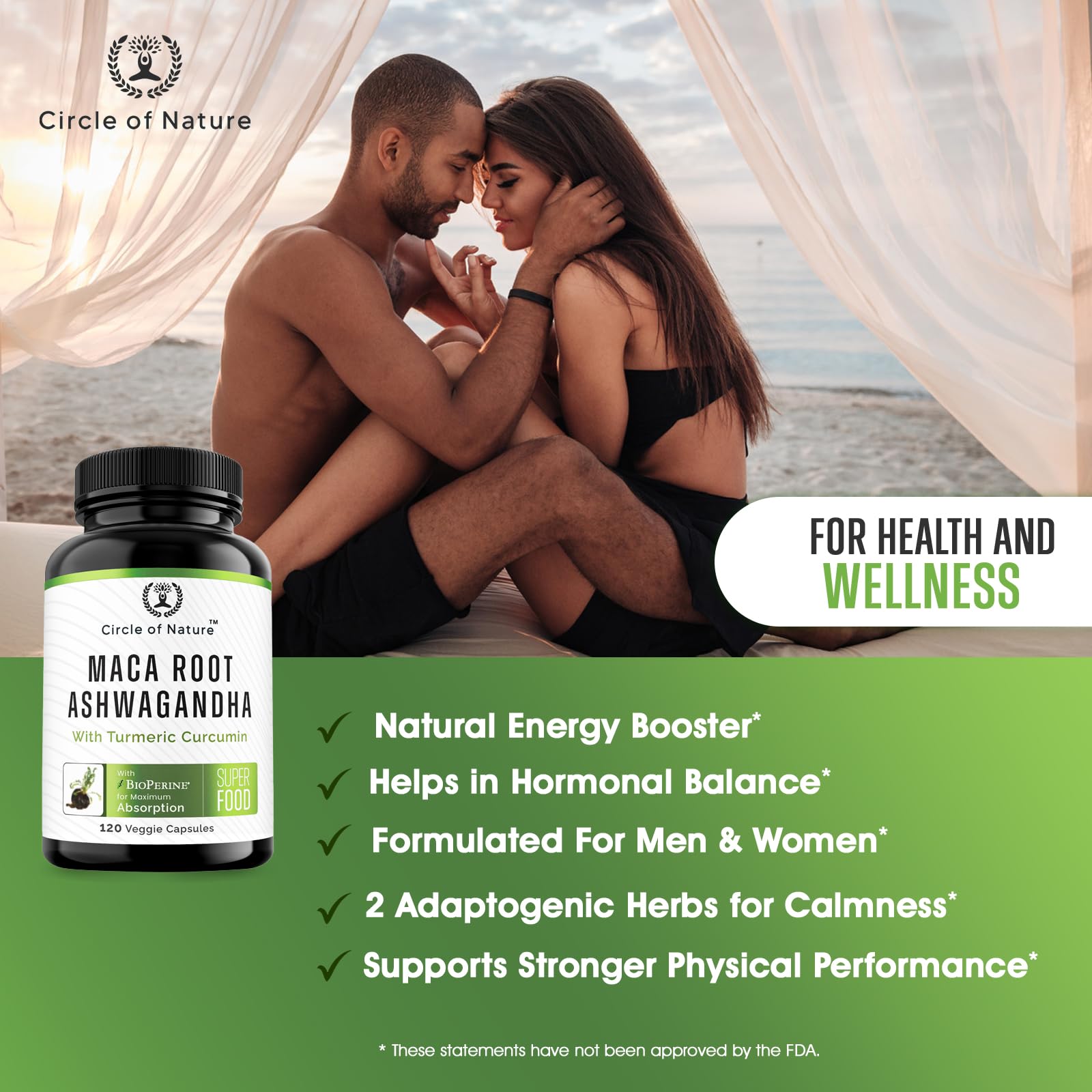 Maca Root 10,000 mg, Ashwagandha 6000mg Extract, Capsules for Men & Women CIRCLE OF NATUREBuy Supplements Australia