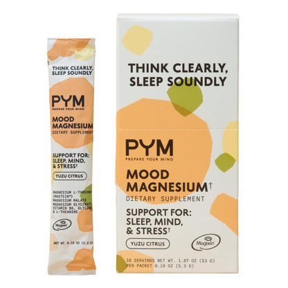 PYM Mood Magnesium Powder Packets (10-Servings) Magnesium Glycinate, L-Threonate & Malate Powder | Aid & Mood Support Supplement for Stress PYM HealthBuy Supplements Australia