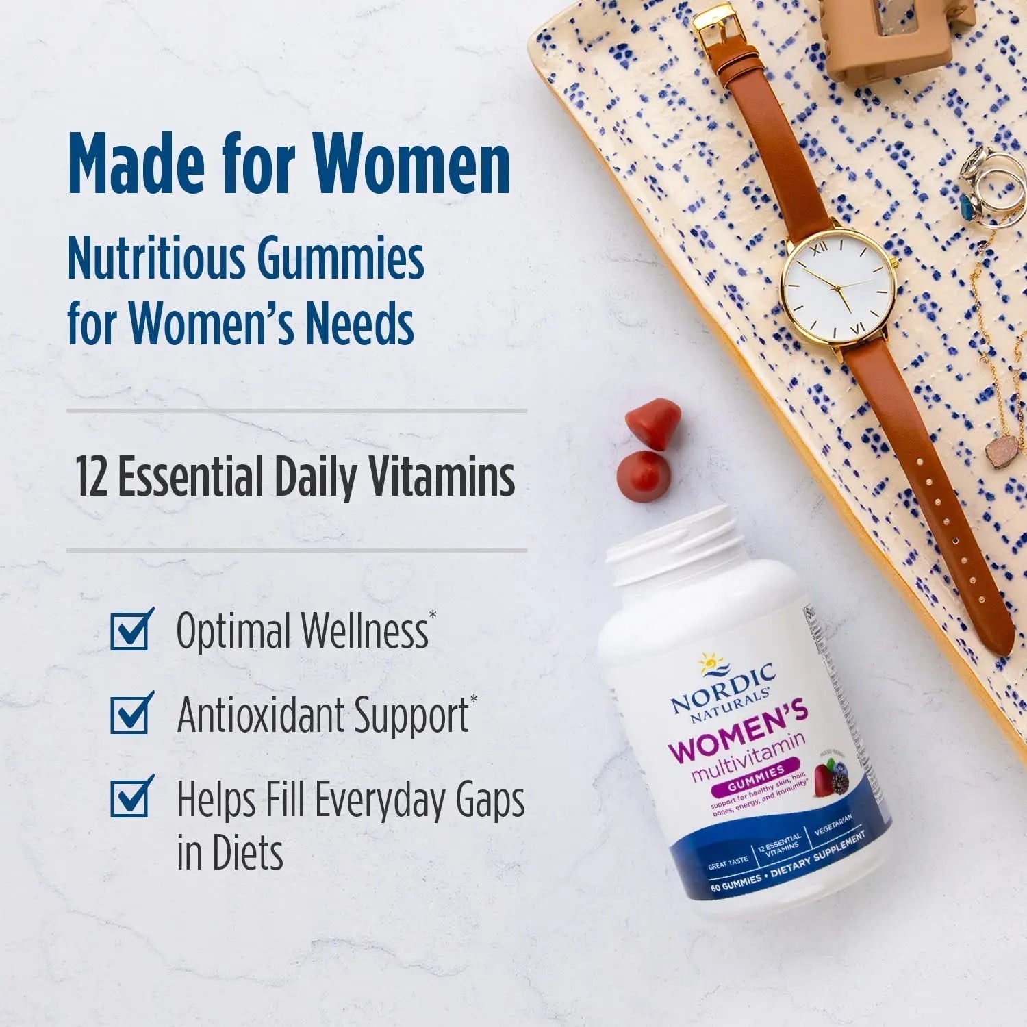 Nordic Naturals Women's Multivitamin Gummies, Mixed Berry - 60 Gummies - Support for Healthy Skin, Hair Nordic NaturalsBuy Supplements Australia