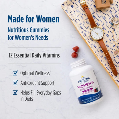 Nordic Naturals Women's Multivitamin Gummies, Mixed Berry - 60 Gummies - Support for Healthy Skin, Hair Nordic NaturalsBuy Supplements Australia