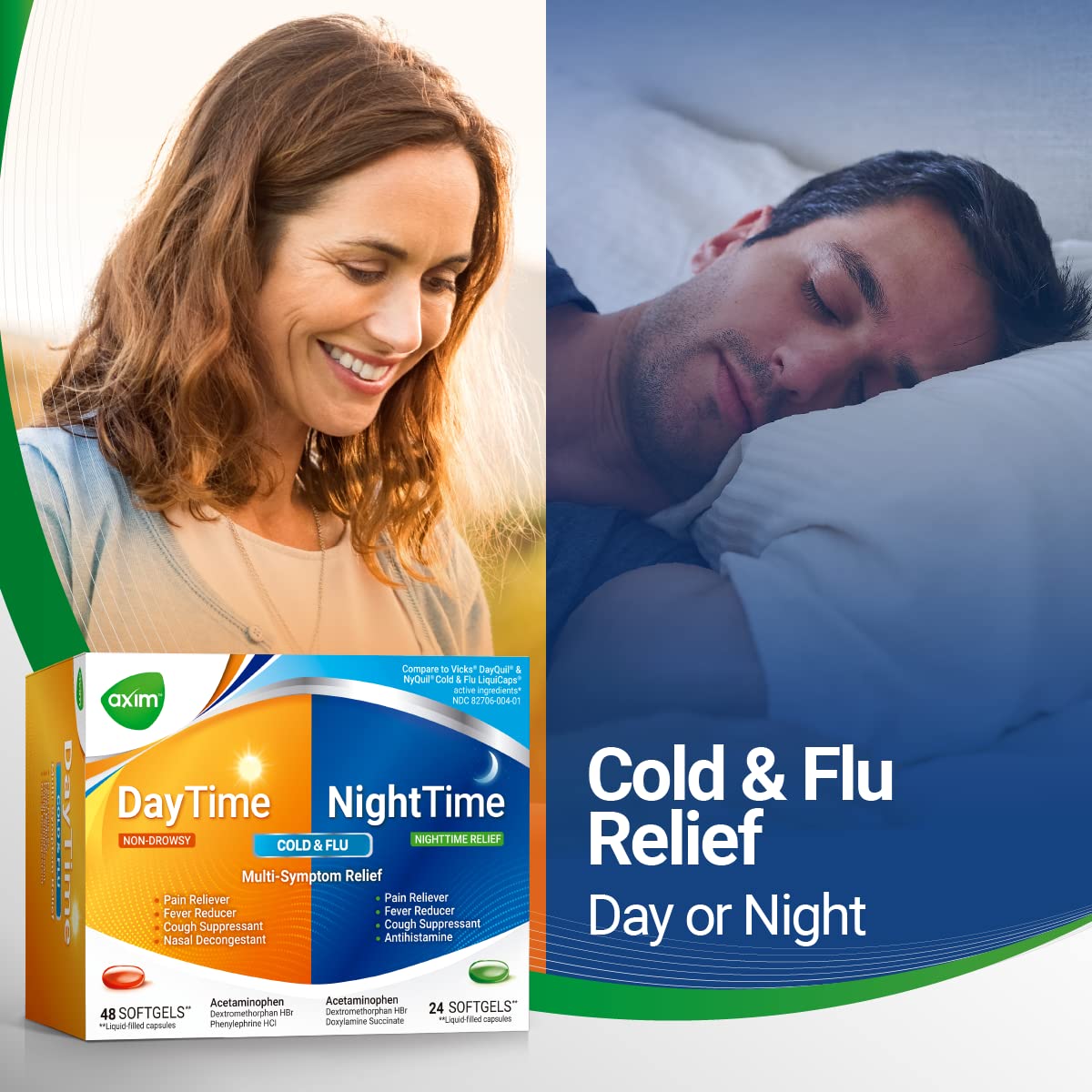 AXIM Day & Night 325-15-5-6.25 mg x 72 softgels AXIMBuy Supplements Australia
