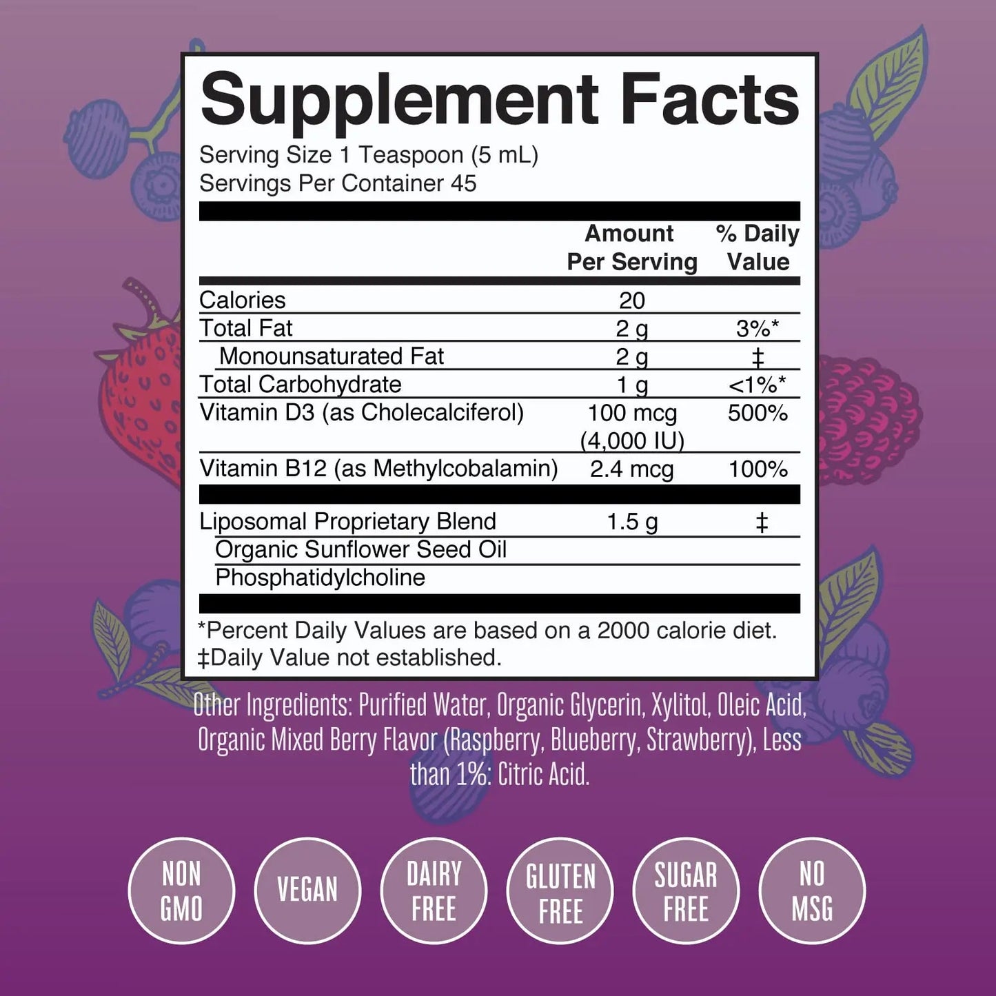 MaryRuth Organics Kids Multivitamin Liposomal (Strawberry Cherry & Vanilla) & Vitamin D3 Liposomal (Mixed Berry) Clean Label Project Verified MARYRUTH'S