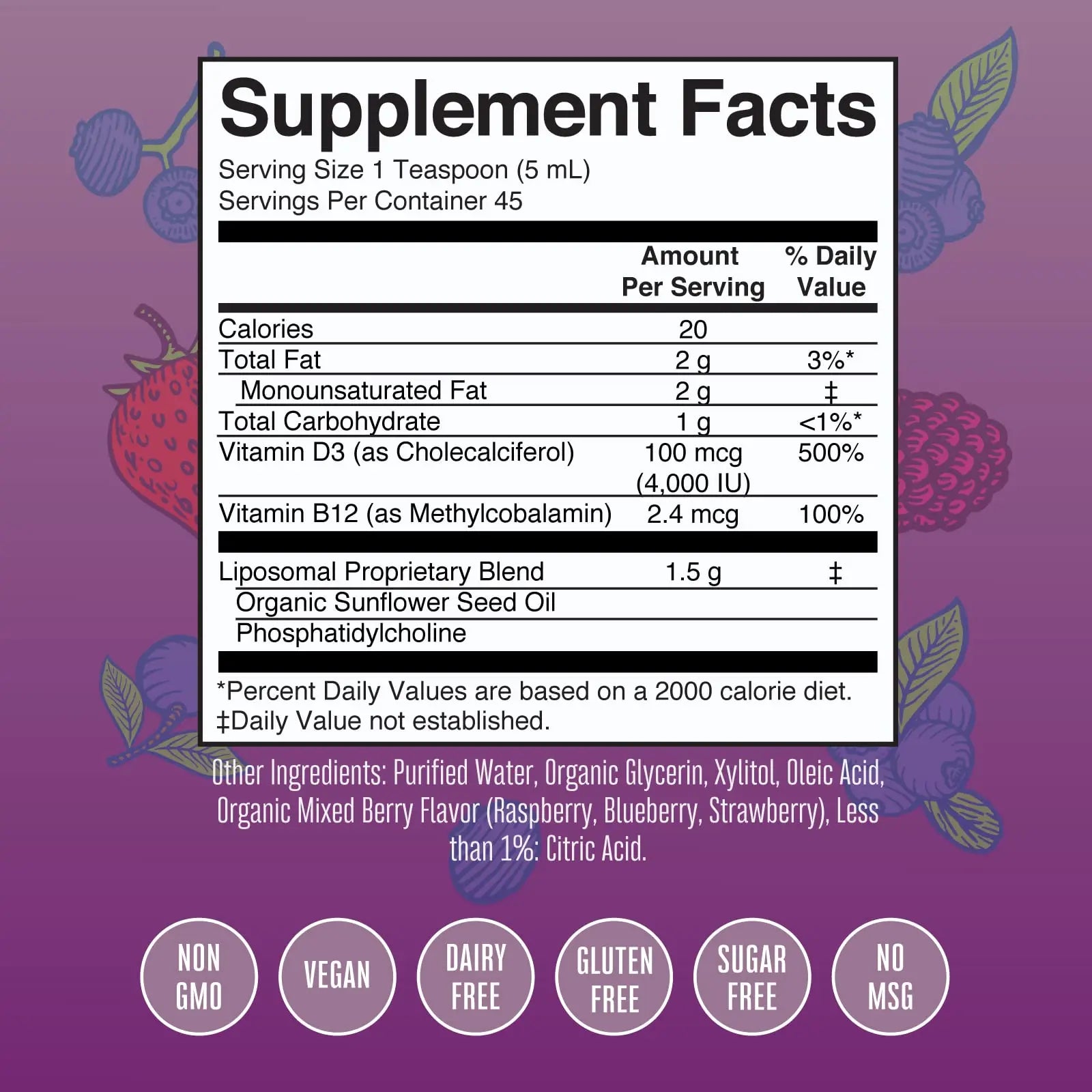 MaryRuth Organics Kids Multivitamin Liposomal (Strawberry Cherry & Vanilla) & Vitamin D3 Liposomal (Mixed Berry) Clean Label Project Verified MARYRUTH'S