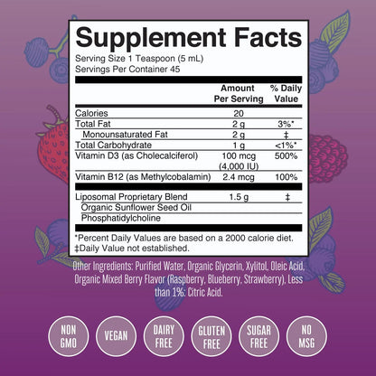 MaryRuth Organics Kids Multivitamin Liposomal (Strawberry Cherry & Vanilla) & Vitamin D3 Liposomal (Mixed Berry) Clean Label Project Verified MARYRUTH'S
