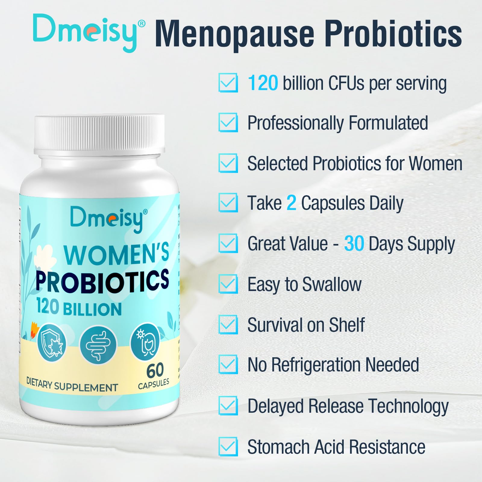 Dmeisy 120 Billion CFU Probiotic - Menopause Support Probiotics for Women, Natural Menopause DmeisyBuy Supplements Australia