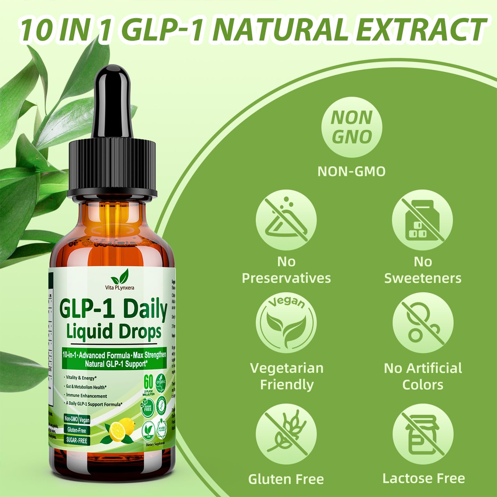 2 Pack Metabolic Support Liquid Drops, 10-in-1 Formula with Berberine, Ceylon Cinnamon, Prebiotic Fiber & Green Tea Extract | Digestive & Gut Health for Women & Men | Vegan, Non-GMO Vita PLynxeraBuy Supplements Australia