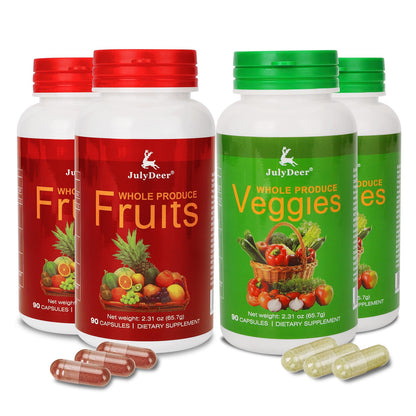 Fruit and Veggies Supplement Ingredients Natural – 4 Bottles 360 Total Vegetarian Capsules | Balance of Natural 16+18 Whole Fruits & Veggies Blend | Fresh Superfood Formula with Vitamins and Minerals JulyDeerBuy Supplements Australia