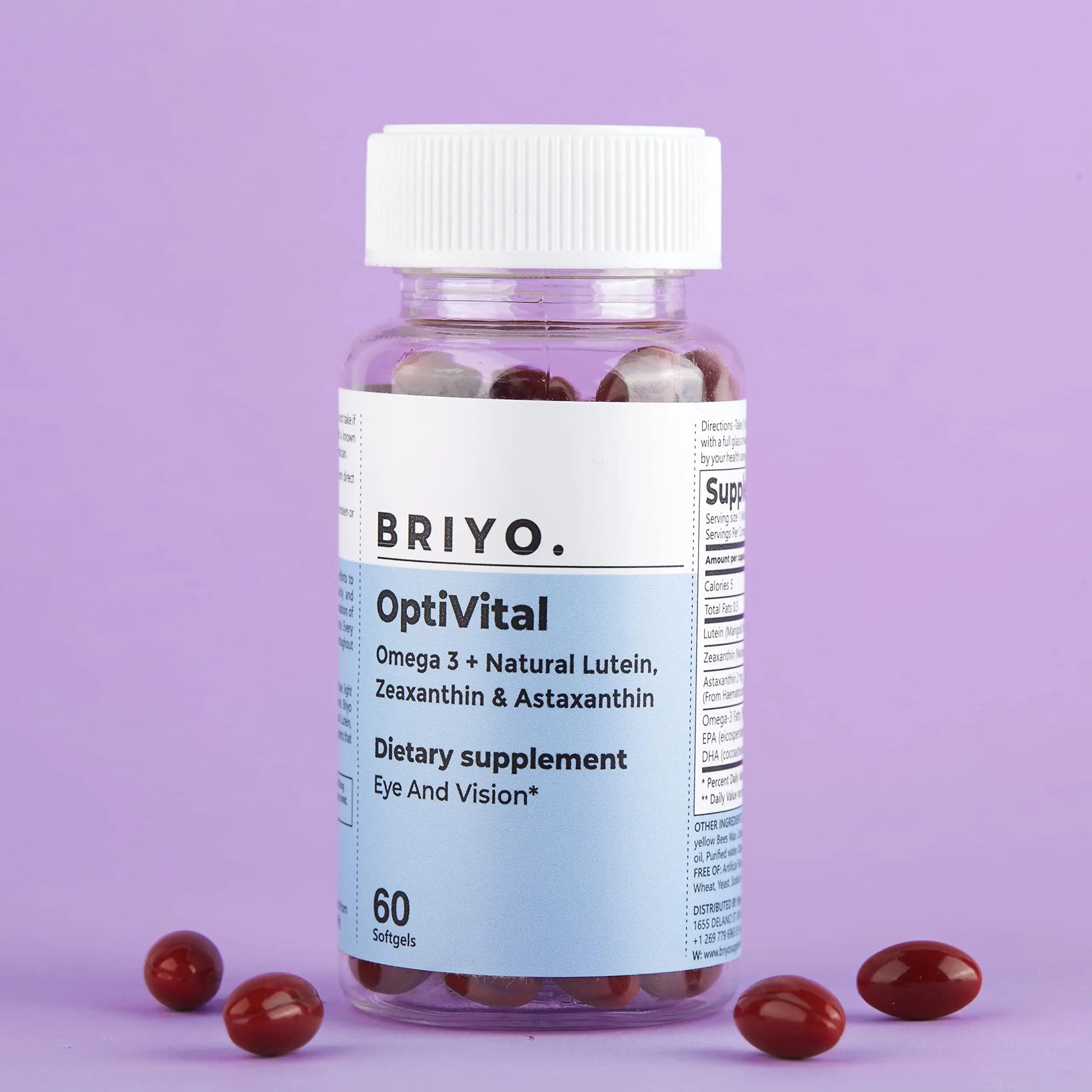 Briyo OptiVital Eye Health Supplement – Lutein, Zeaxanthin, Astaxanthin & Omega-3 from Natural Sources – Supports Vision BriyosisBuy Supplements Australia