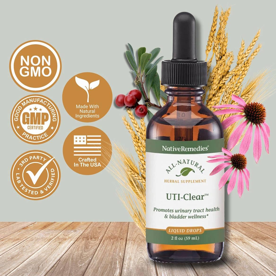 Native Remedies UTI-Clear for Urinary Tract and Bladder Health, 59 ml Native RemediesBuy Supplements Australia