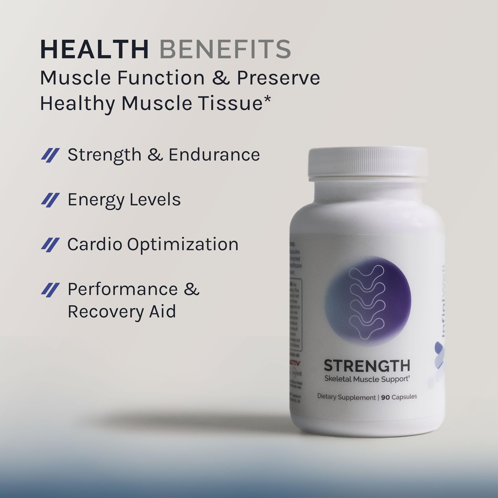 InfiniWell Strength - Muscle Recovery Supplements for Healthy Aging - HMB Supplement for Stamina, Endurance, Strength Gains & Mobility - Nourish Healthy Muscle Mass & Tissue Quality (90 Capsules) InfiniWellBuy Supplements Australia