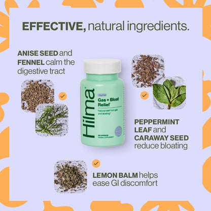 Hilma Natural Gas & Bloating Relief - with Lemon Balm, Fennel & Peppermint Leaf - Doctor HilmaBuy Supplements Australia
