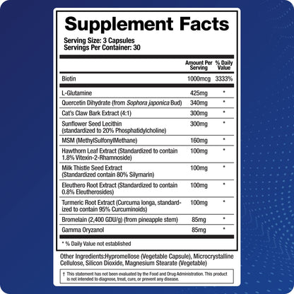 BioMatrix Leaky Gut Repair Supplement w/Glutamine, Quercetin, Cat's Claw, MSM, SIBO, Prebiotic Support, Intestinal Barrier Revive for Men and Women | 60-Day Supply – Leaky Gut-X BioMatrixBuy Supplements Australia