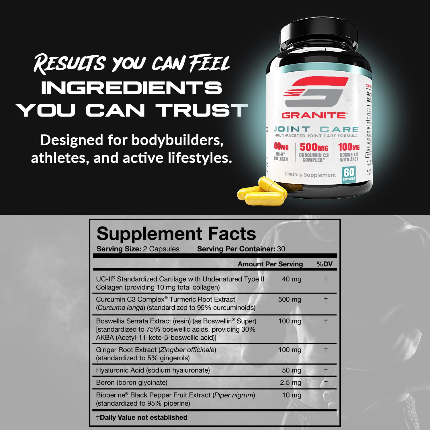 Granite Joint Care: Premium UC-II Collagen, Turmeric Curcumin C3, AKBA Boswellia + More - All-in-One Support for Joint Mobility, Comfort & Strength (60ct) Granite SupplementsBuy Supplements Australia