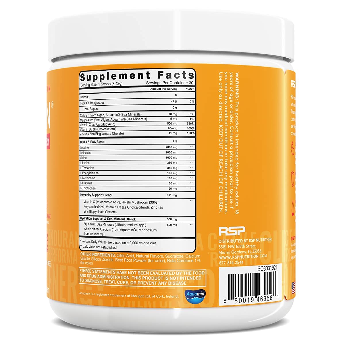 RSP NUTRITION AminoLean Pre Workout Energy (Blue Raspberry 30 Servings) with AminoLean Recovery Post Workout Boost (Blood Orange 30 Servings)