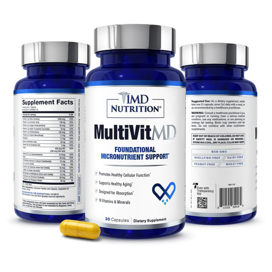 1MD Nutrition MultiVitMD Daily Multivitamin – 19 Essential Vitamins & Minerals for Adults Over 55 | Supports Healthy Aging, Heart, Brain, Bone, & Immune Health | 1MD Nutrition