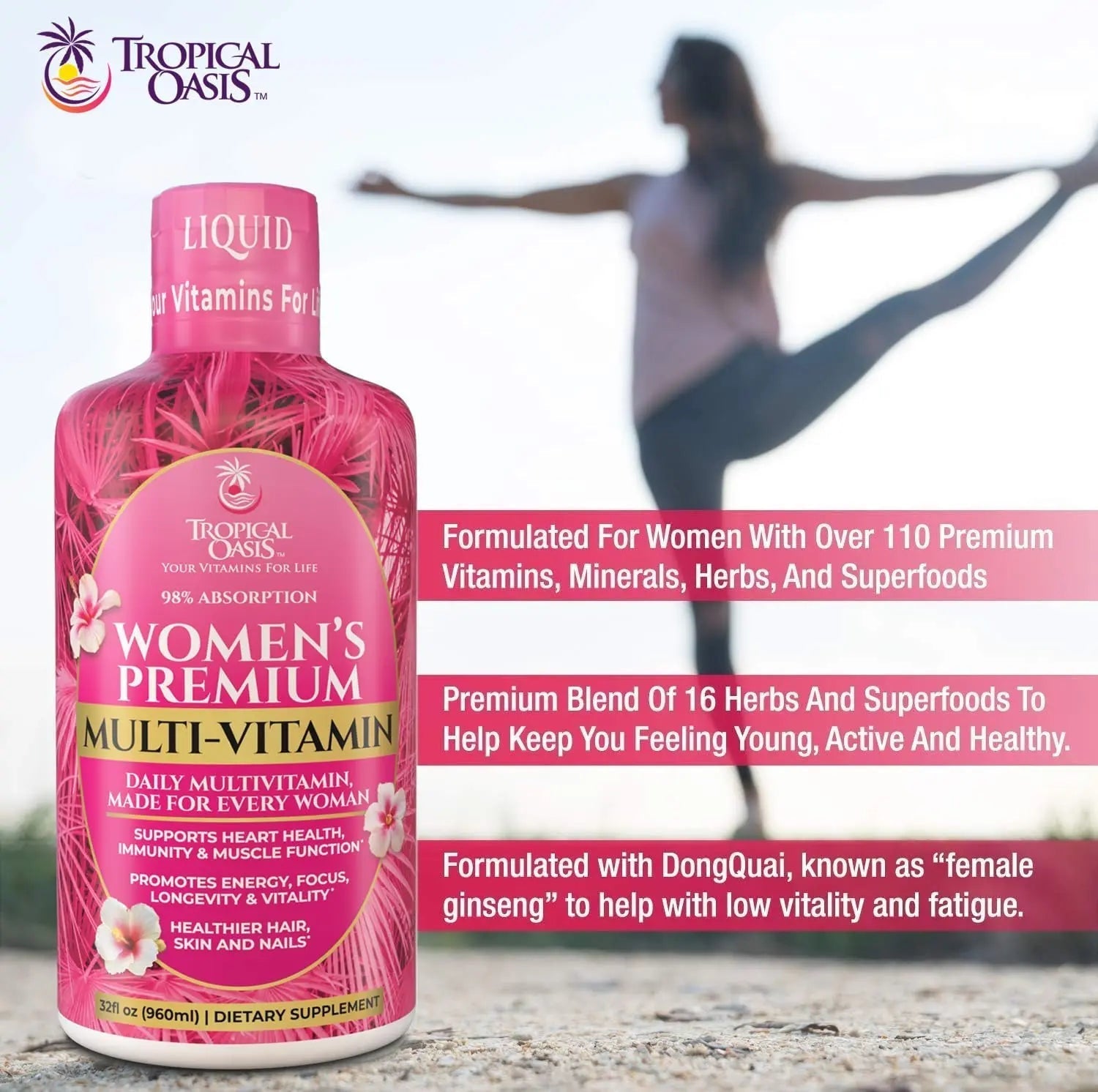 Premium Liquid Multivitamin for Women | Sugar Free Women’s Multivitamin | 100+ Vitamins, Minerals Tropical OasisBuy Supplements Australia