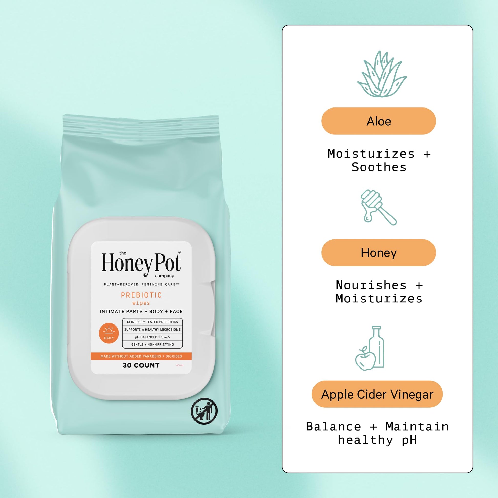 The Honey Pot Company - Prebiotic Feminine Wipes - Herbal Infused Feminine Hygiene Wipes The Honey Pot CompanyBuy Supplements Australia