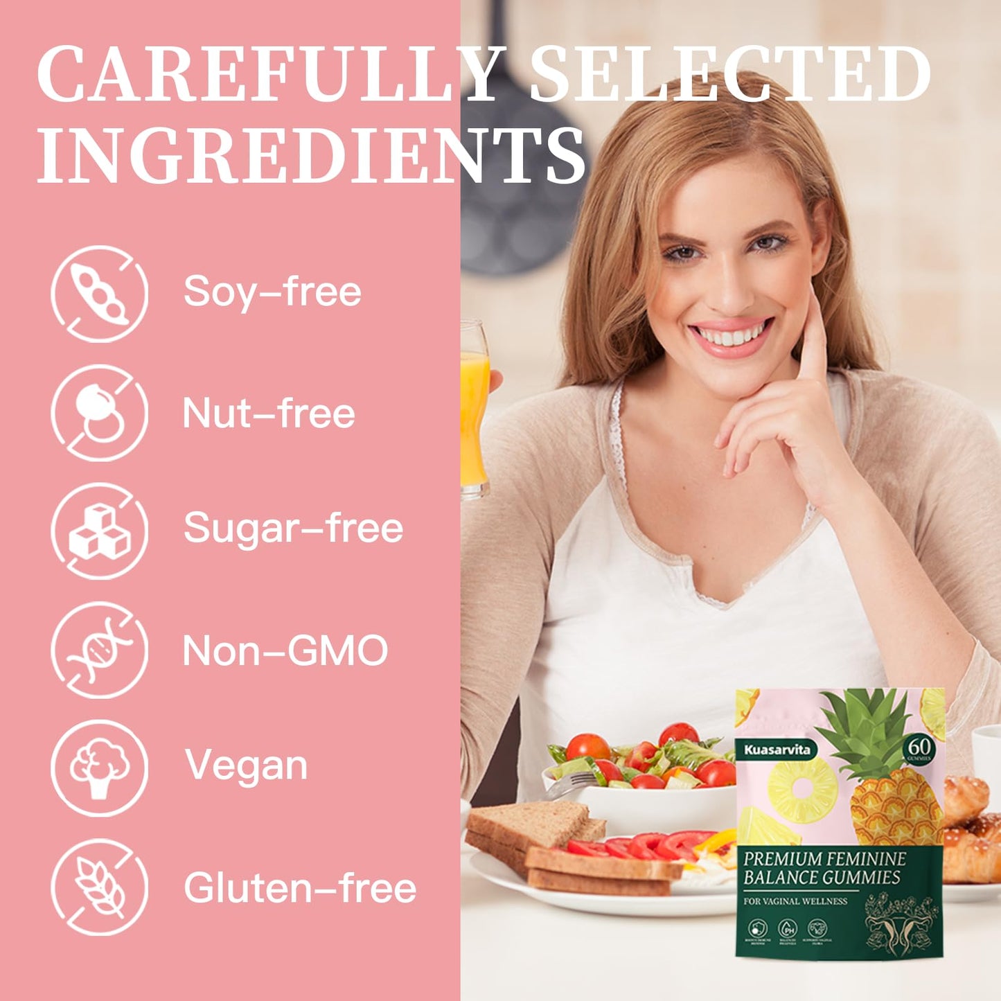 Premium Feminine Balance Gummies,Vital Vaginal Probiotics Source Feminine Gummies,Probiotic Gummies for Prenatal & Postnatal Women - Probiotics for Digestion, pH Balance, Gut Health, Immune Support KuasarvitaBuy Supplements Australia