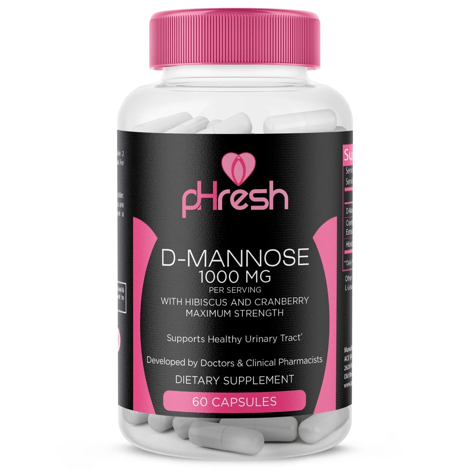 ACE NUTRITION pHresh D-Mannose with Cranberry Capsules for Women and Men, Maximum Strength 1000 mg Per Serving - Supports: Urinary Tract Health - Made in The USA ACE NUTRITIONBuy Supplements Australia
