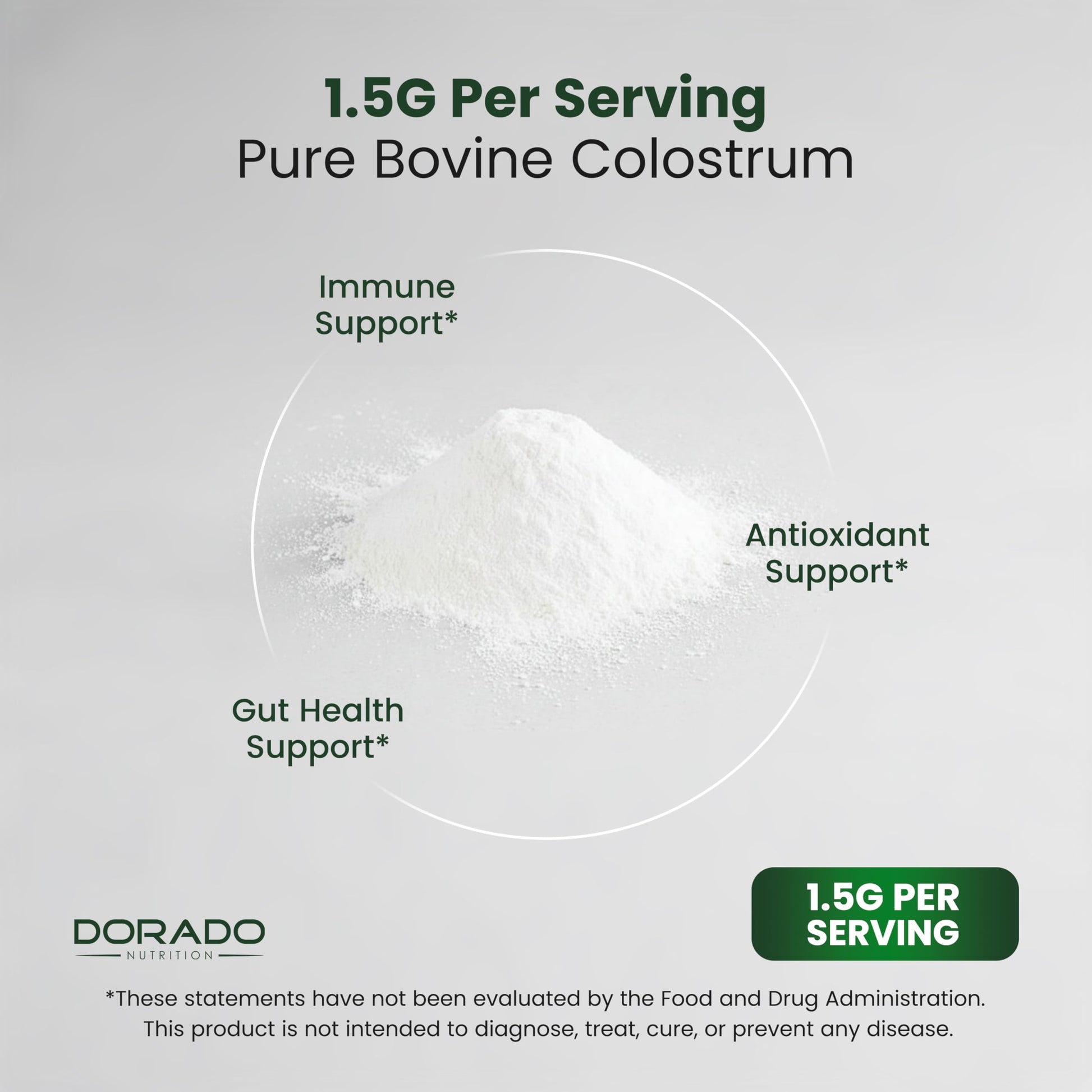 Colostrum Supplement Powder 90g (60 Servings of 1.5g Pure Bovine Colostrum Std. to Contain 20% IgG Immunoglobulins) Grass Fed Powder - No Fillers, Third Party Tested, Unflavored & Non-GMO DORADO NUTRITIONBuy Supplements Australia