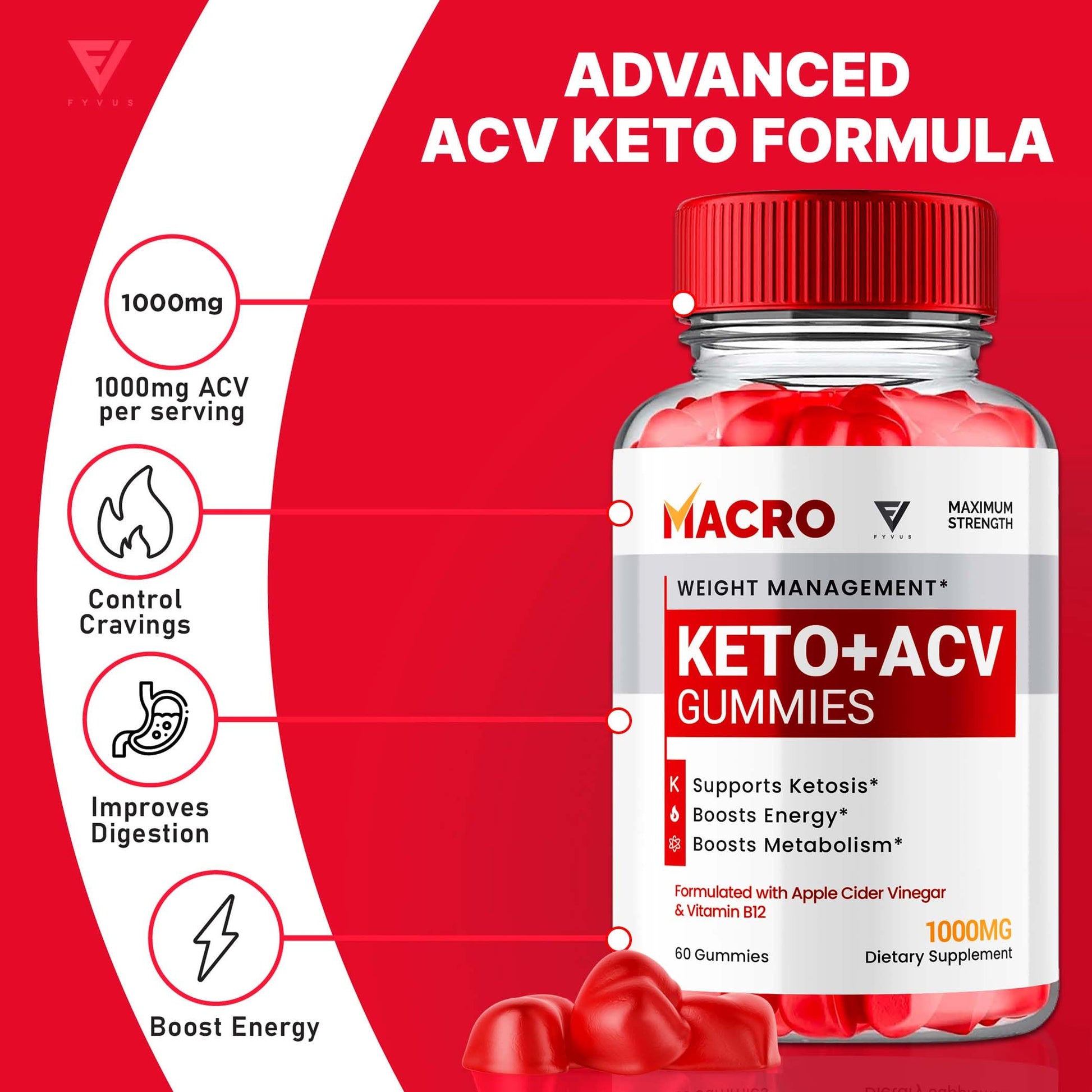 Macro Keto ACV Gummies Advanced Apple Cider Vinegar Vitamin Supplement FyvusBuy Supplements Australia