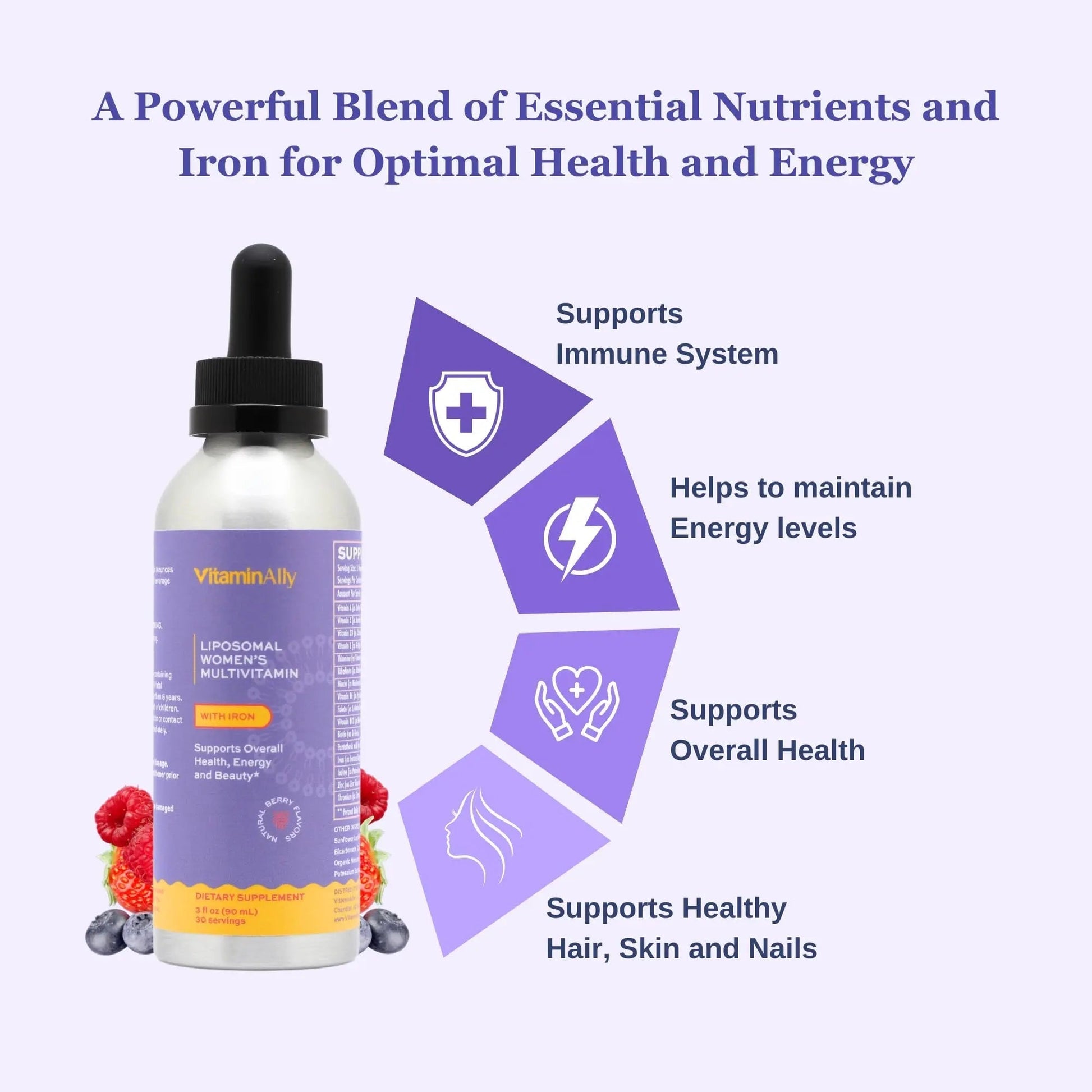 Vitaminally Women's Multivitamin liposomal Liquid Drops with Iron | 30 Day Supply | 3 FL Oz | Non-GMO | Gluten Free | Supports Overall Health, Energy and Beauty VitaminallyBuy Supplements Australia