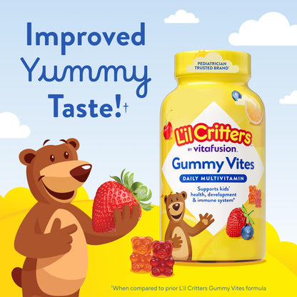 L'il Critters Gummy Vites Daily Kids Multivitamins Assorted Fruit Flavors for Ages 2+ Toddlers & Kids, Gummy Vitamin with Vitamin C and D