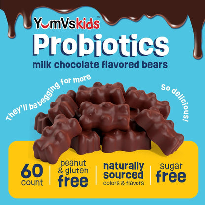 YUM-V'S Probiotics & Multivitamin Bundle for Kids – Probiotic with Prebiotic Fiber Chocolate Bears + Multivitamin & Multimineral with Iron Chewables – Digestive, Immune & Overall Health Support YUM-V'SBuy Supplements Australia