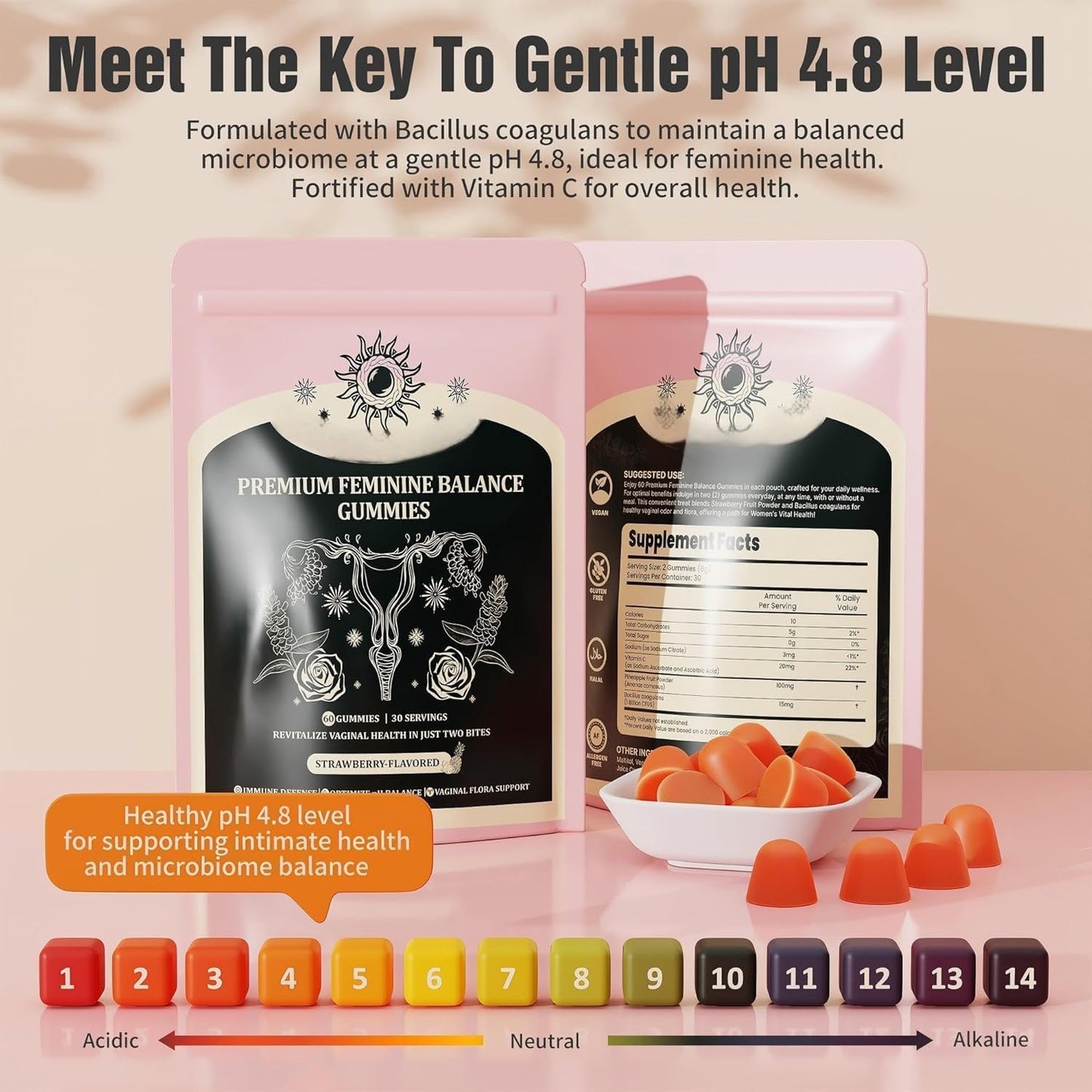 NIUSISE Feminine Balance Gummies, Premium Balance Supplement for Women PH Health, Immune Support, Vegan, Gluten-Free - Hawaiian Pineapple - 120 Gummies - 60 Servings 2 Pack. NIUSISEBuy Supplements Australia